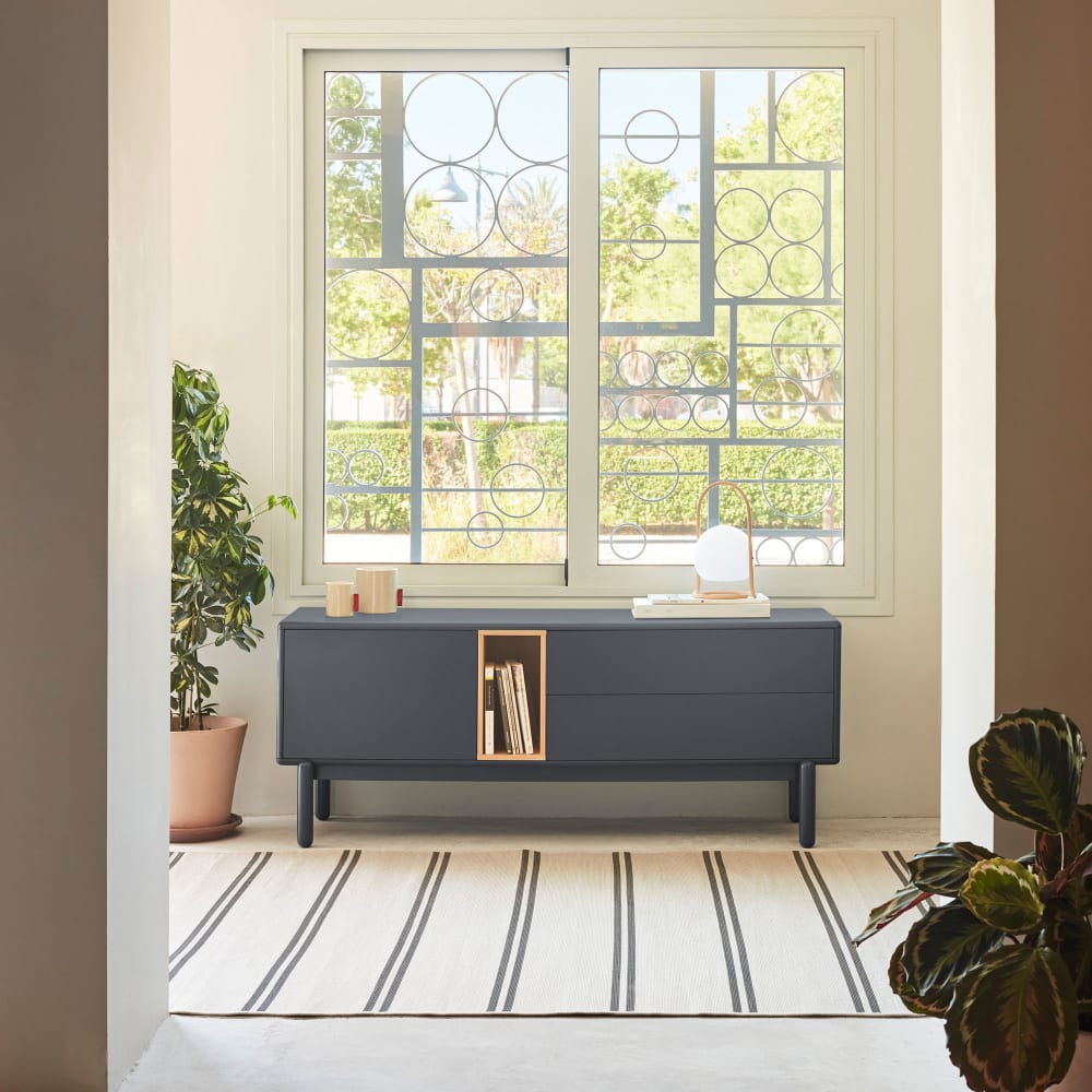 mueble de tv 1 puerta 2 cajones de 140 cm gris antracita
