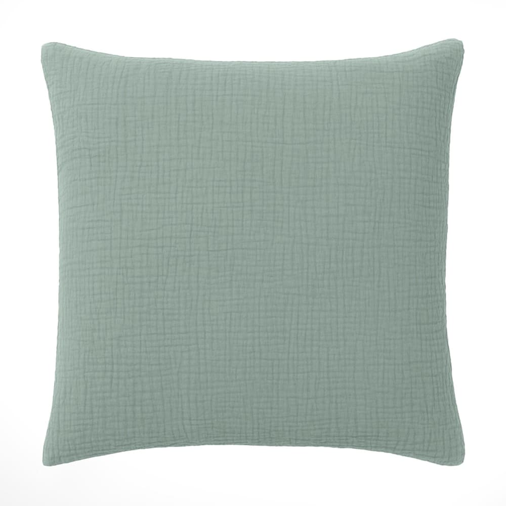 Taie d'oreiller gaze de coton vert givrée 65x65 cm