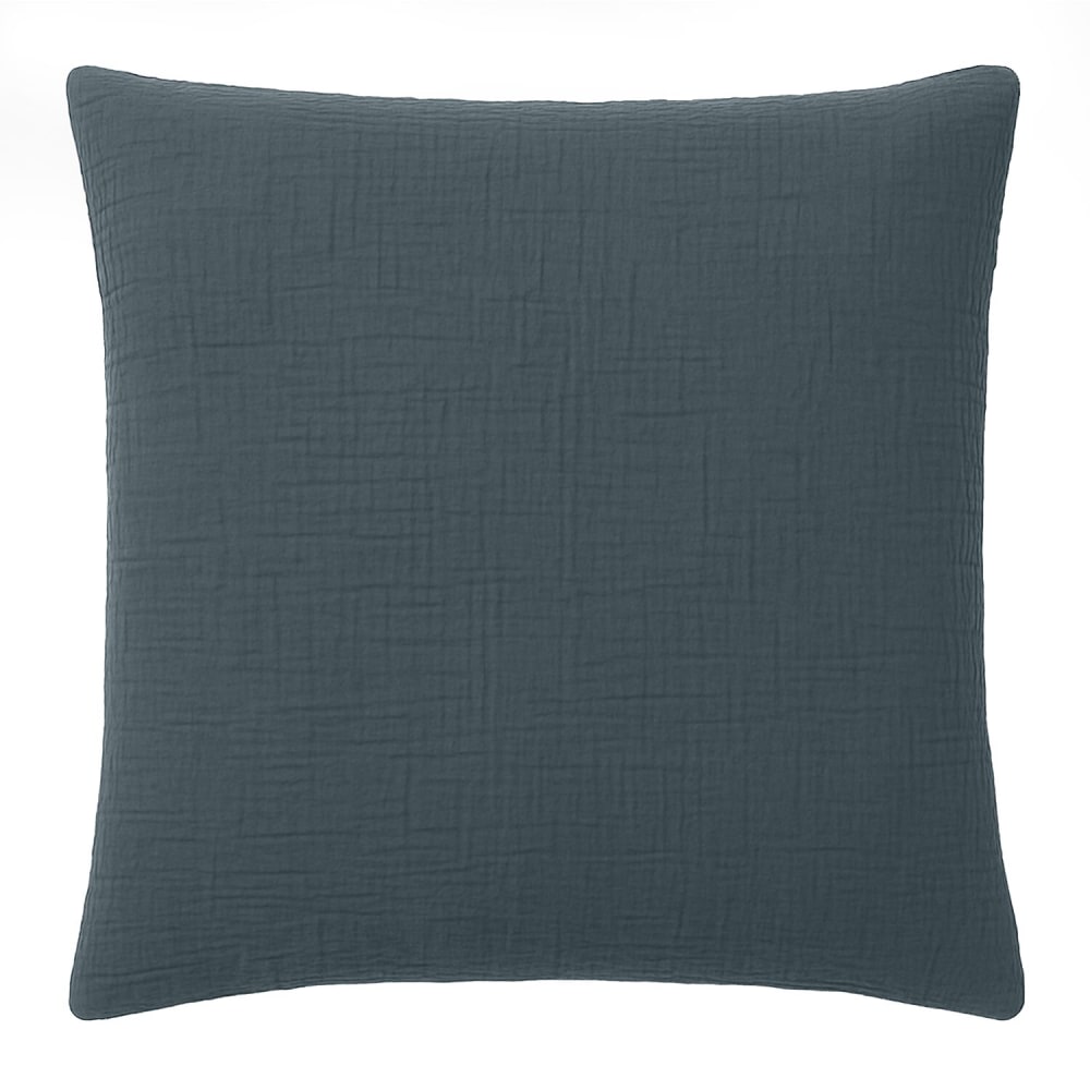 Taie d'oreiller gaze de coton bleu petrole 65x65 cm