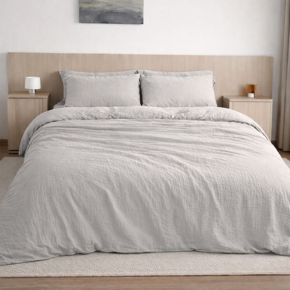 Drap housse gaze de coton gris glacier 140x190 cm — vue 3