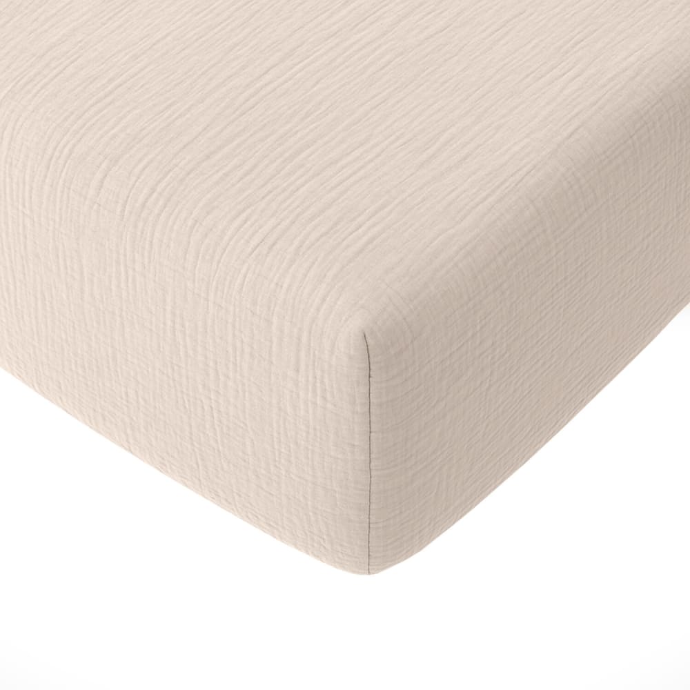 Drap housse gaze de coton ecru 140x190 cm