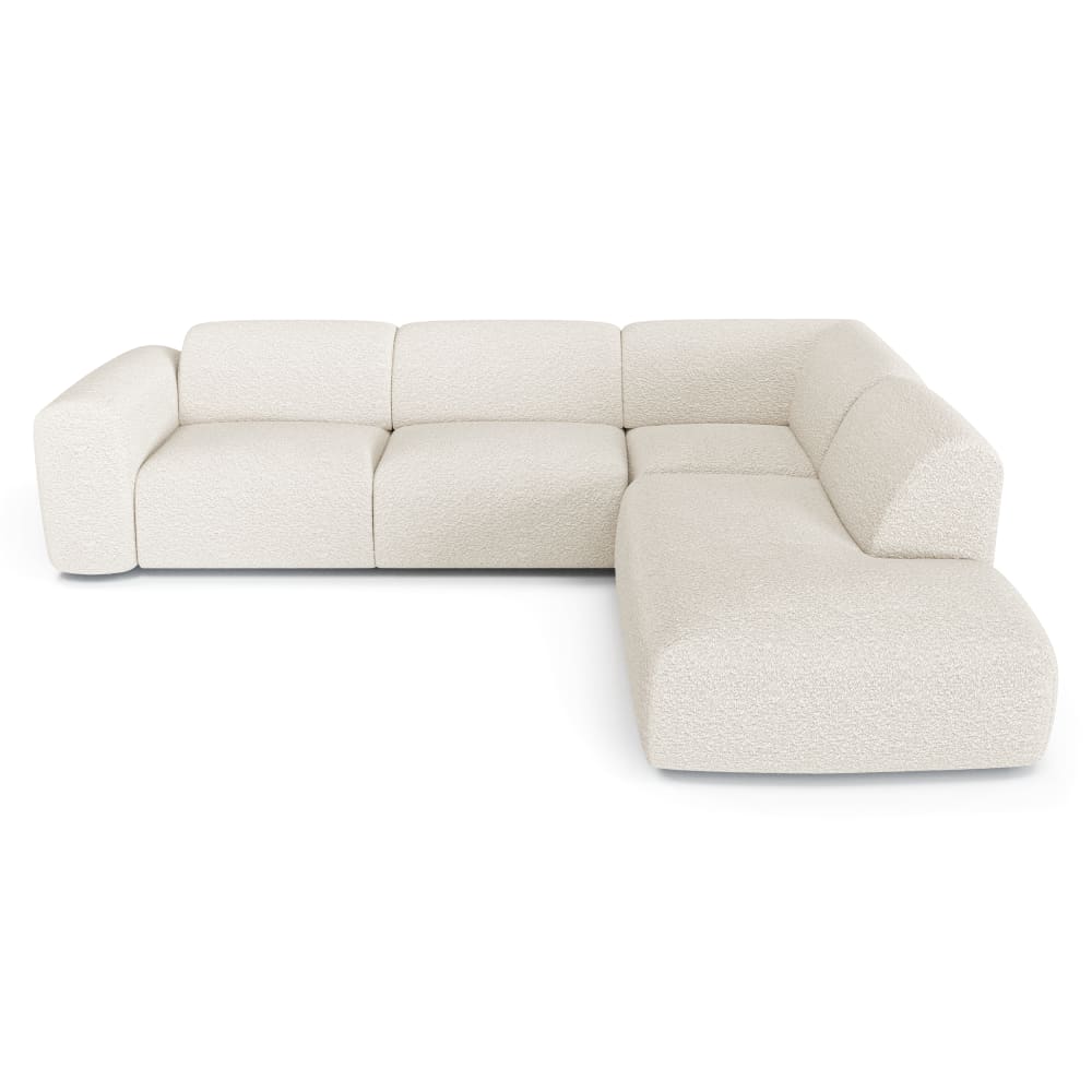 Canapé 5 places grand angle droit bouclette crème