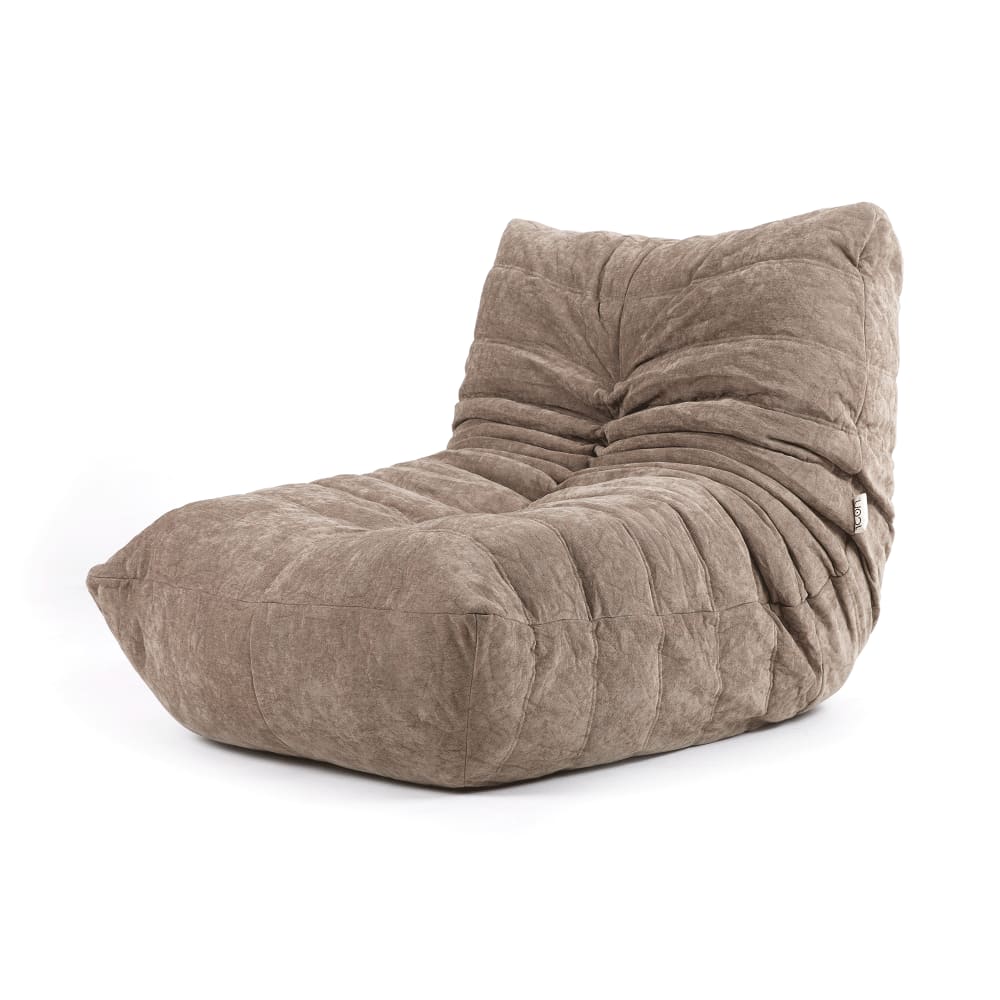 Pouf chauffeuse en tissu chenille garni de mousse extensible beige