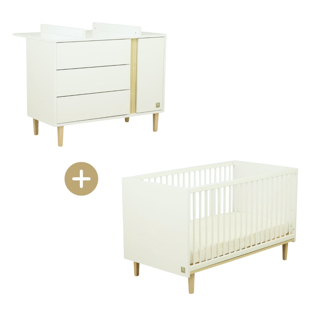 Chambre bébé évolutive Paloma, Lit 140x70