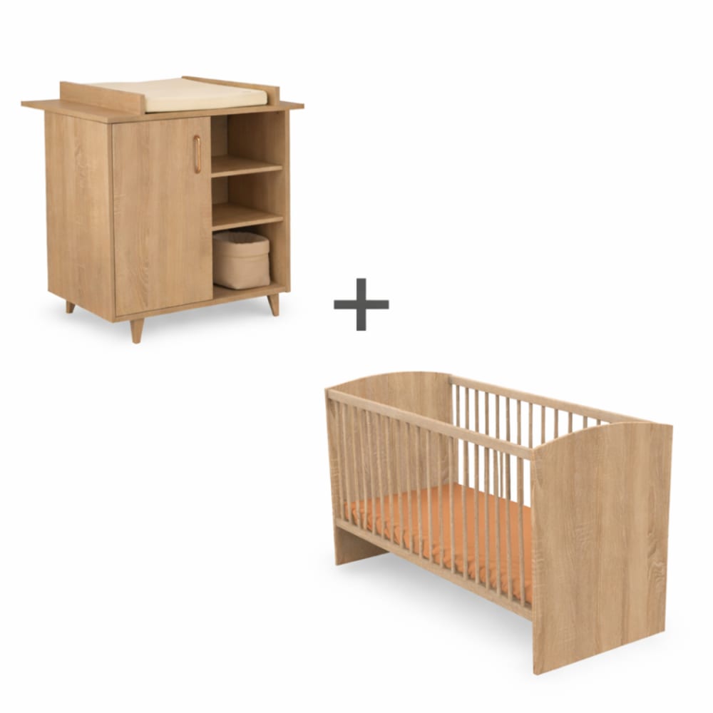 Chambre bébé complète: lit 120x60 et commode à langer