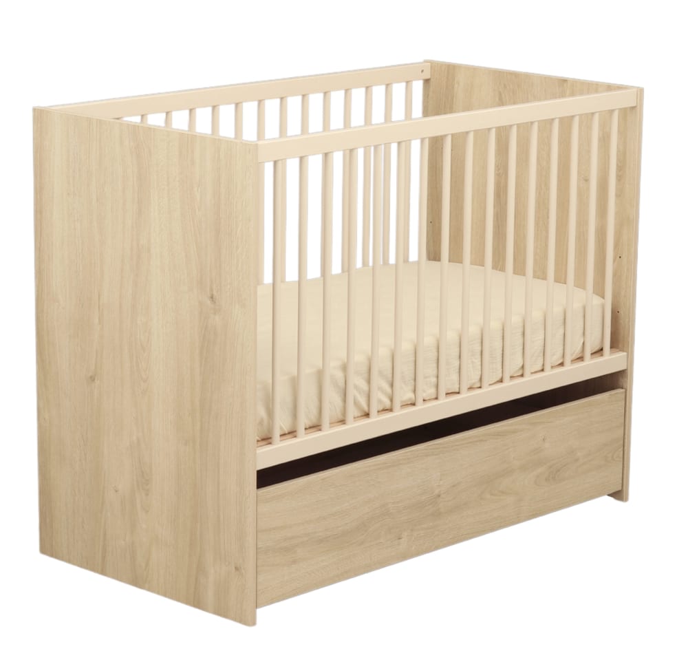 Babybett 120 x 60 mit Gitterstäben und Kopf- und - Maisons Du