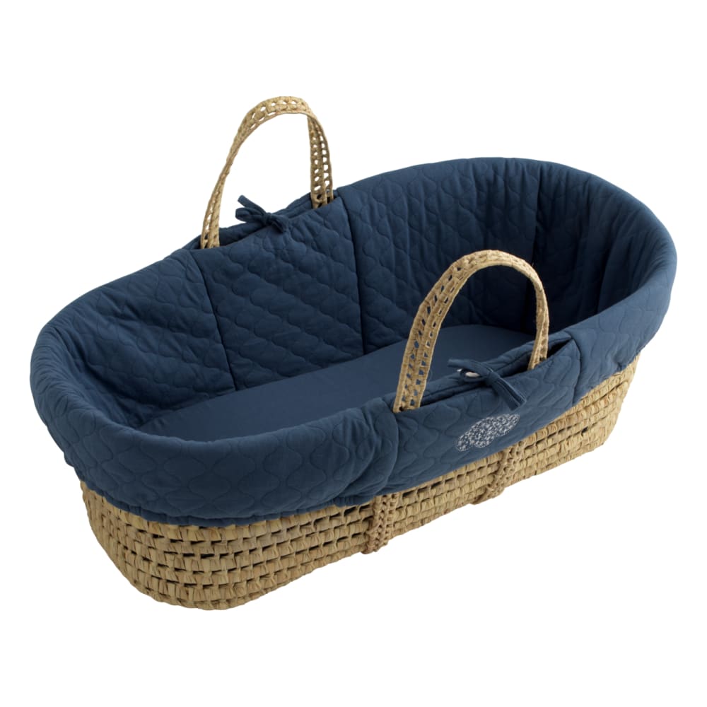 Sauthon Babykörbchen aus Naturfasern mit Stoffbezug BLAU NATURFASERN Baby