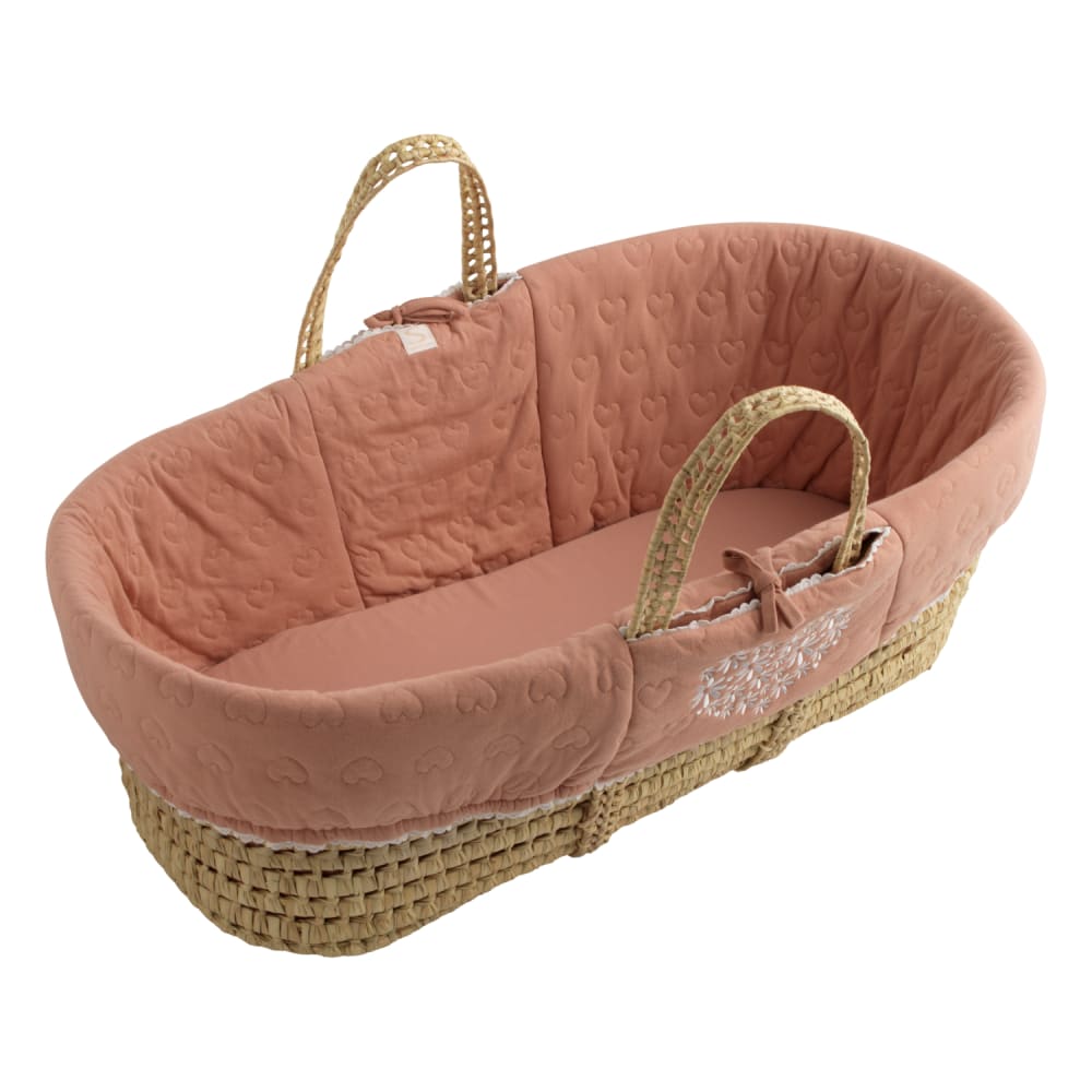Sauthon Babykörbchen aus Naturfasern mit Stoffbezug ROSA NATURFASERN Baby