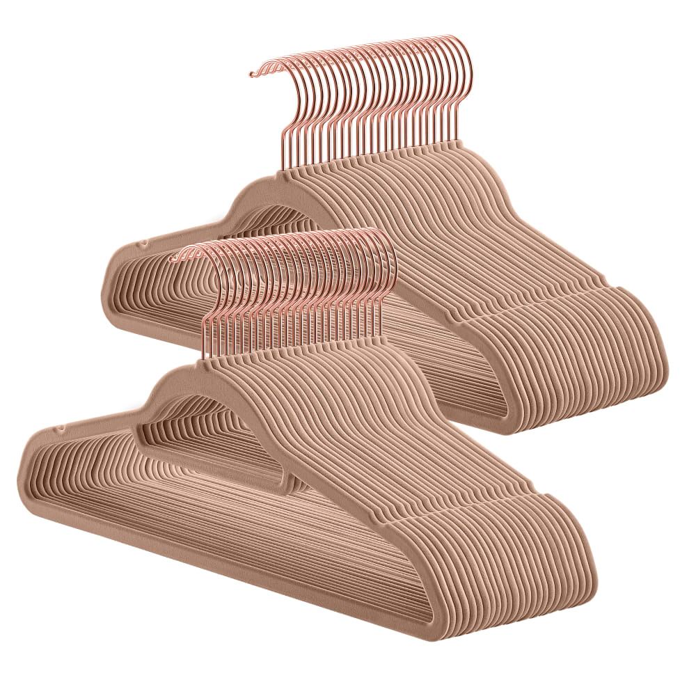 Cintre en velours lot de 50 antiglisse barre à cravate marron et rose