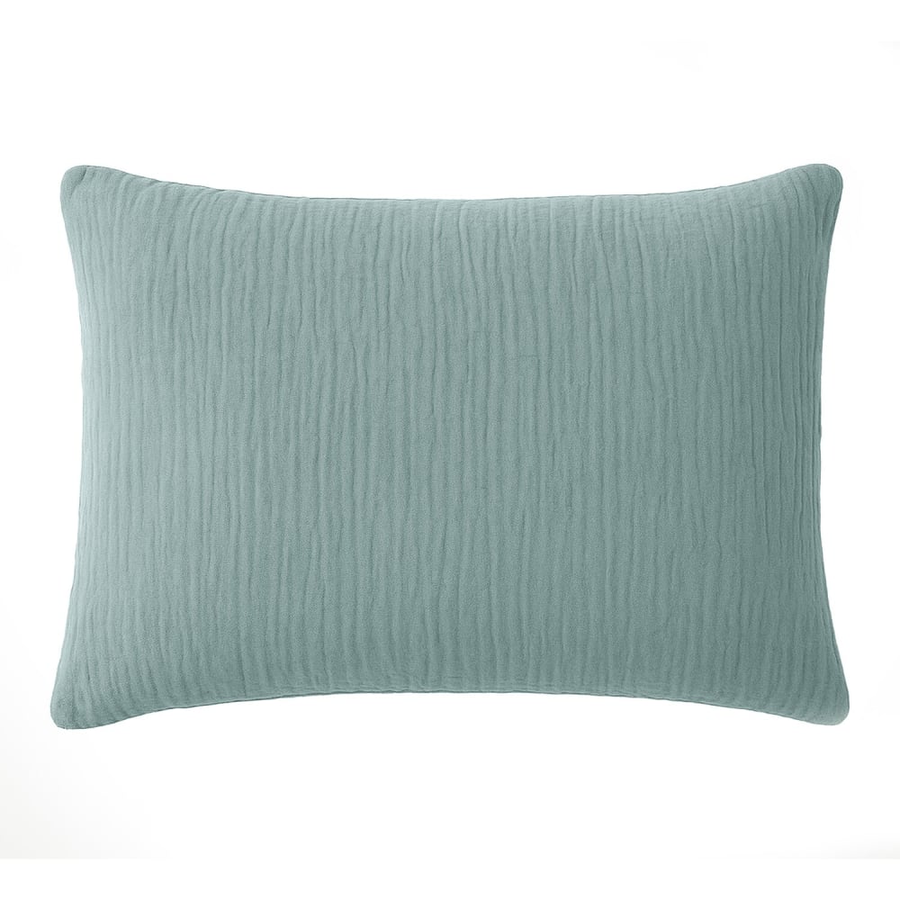 Taie d'oreiller gaze de coton bleu givrée 50x70 cm