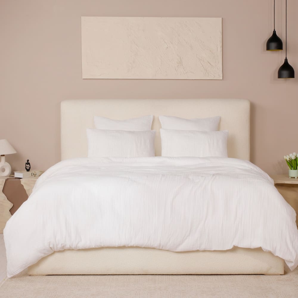 Taie d'oreiller 50x70 cm Gaze de Coton Lavé Blanc Pur — vue 3