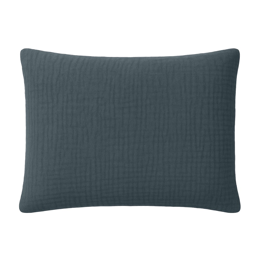 Taie d'oreiller 50x70 cm Gaze de Coton Lavé Bleu Pétrole