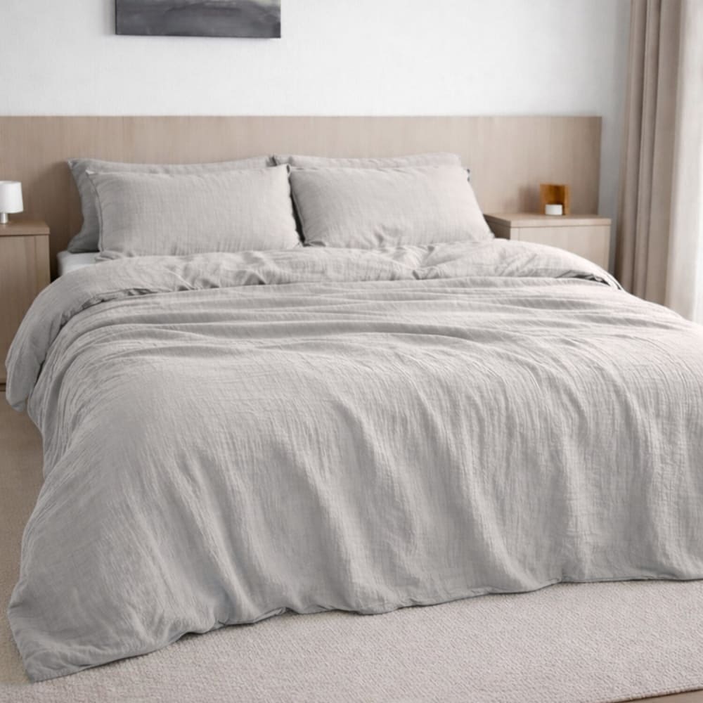 Taie d'oreiller 65x65 cm Gaze de Coton Lavé Gris Glacier — vue 4