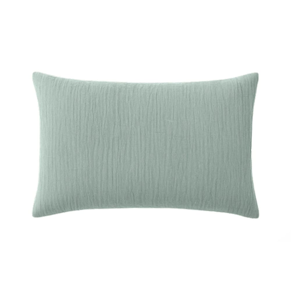 Taie d'oreiller gaze de coton vert givrée 50x70 cm