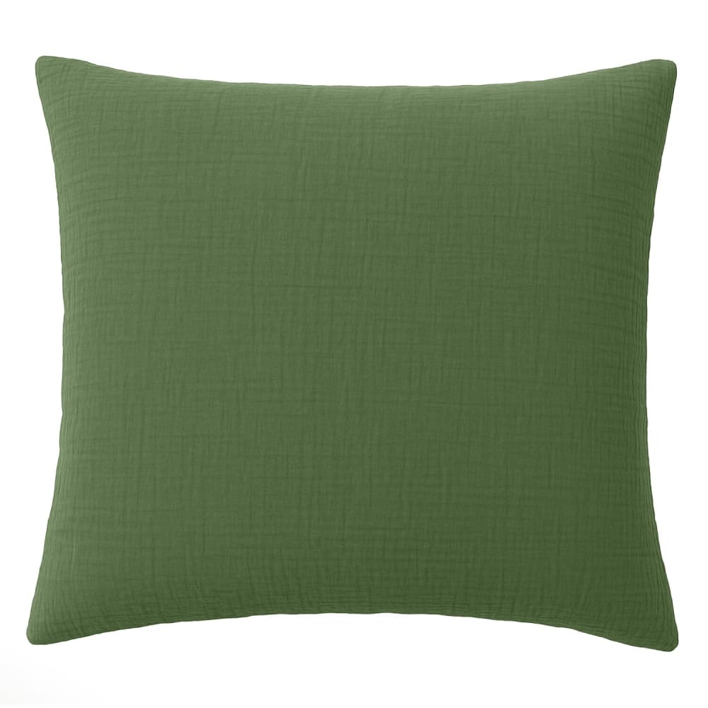 Taie d'oreiller gaze de coton vert cèdre 65x65 cm