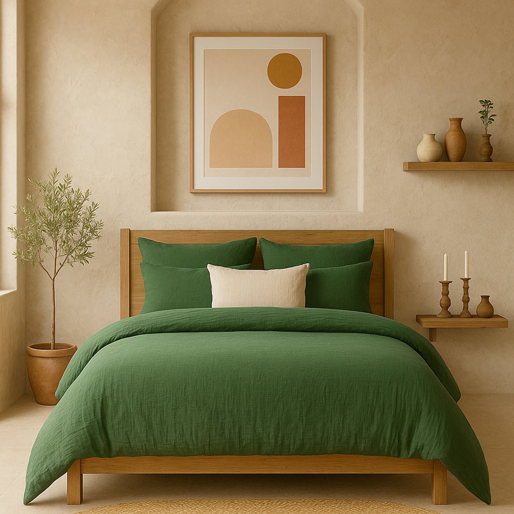 Taie d'oreiller 65x65 cm Gaze de Coton Lavé Vert Cèdre — vue 3