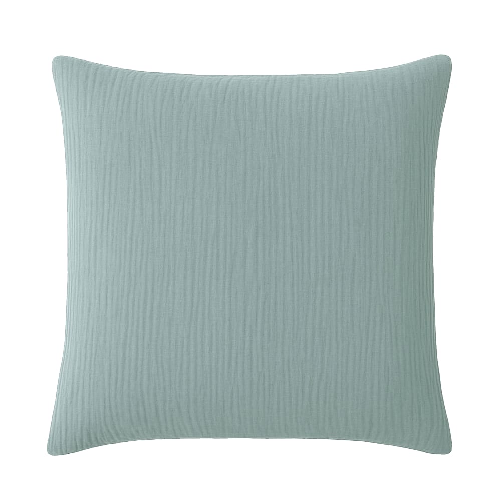 Taie d'oreiller 65x65 cm Gaze de Coton Lavé Bleu Givrée
