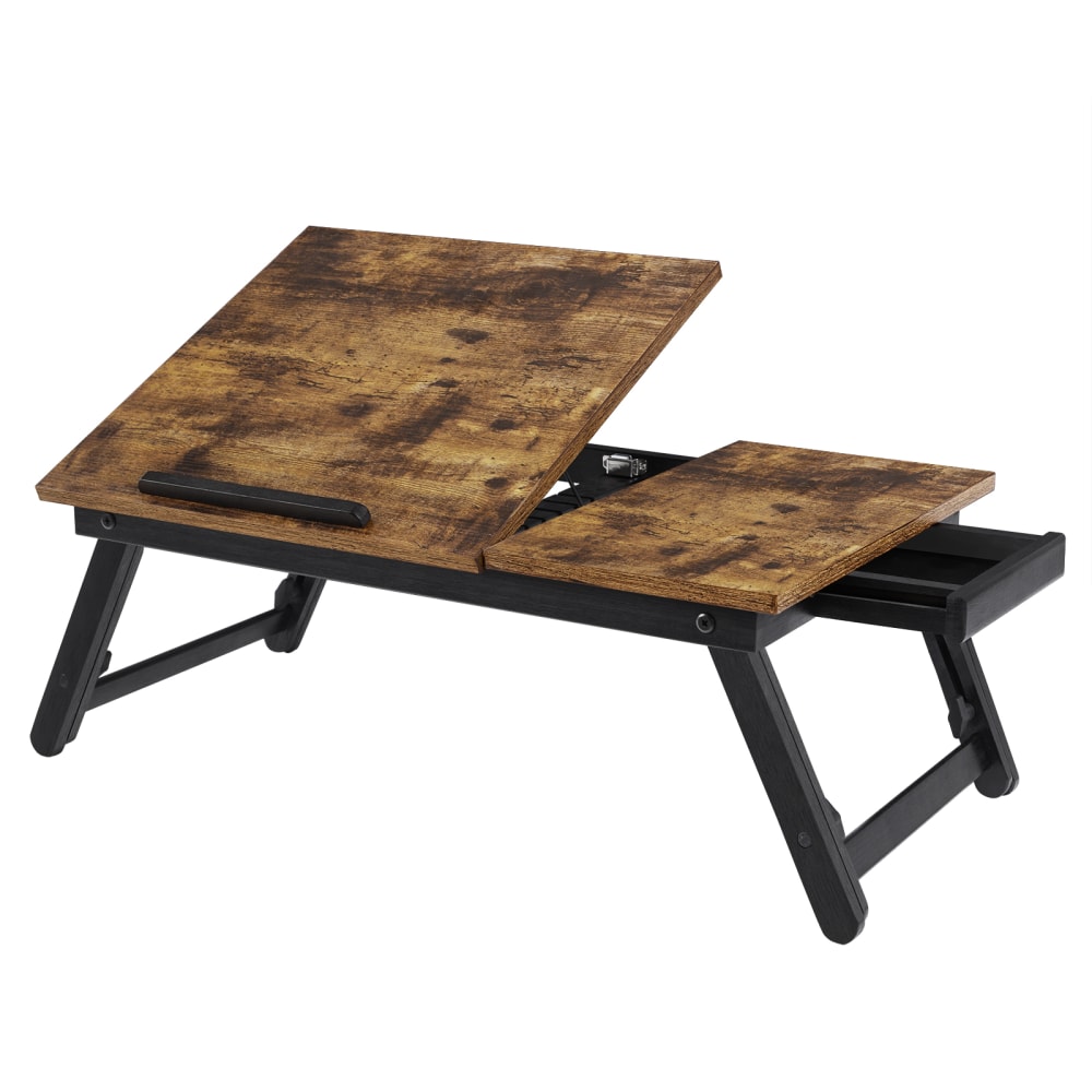 Table de lit support pour ordinateur portable marron rustique