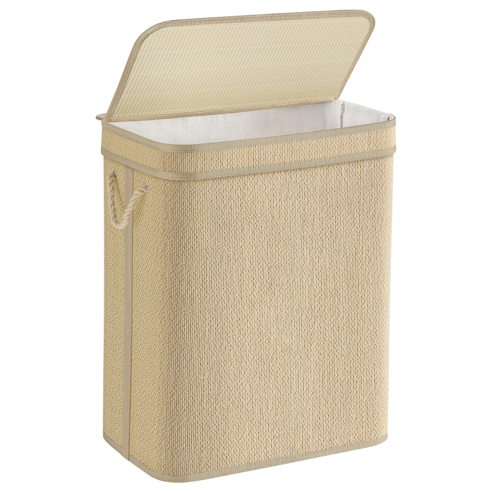 Panier à linge en bambou 90 litres avec couvercle couleur naturelle