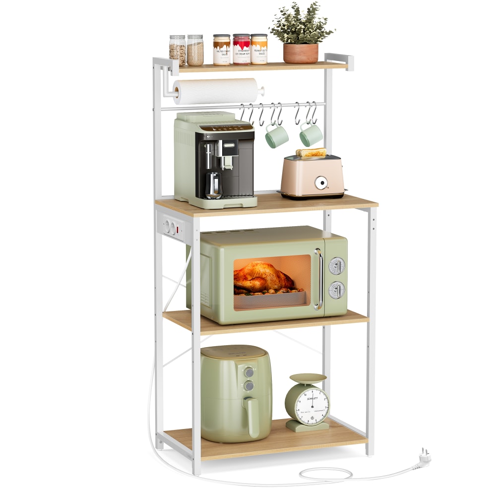 Étagère de rangement cuisine 60 x 40 x 141 cm doré et blanc