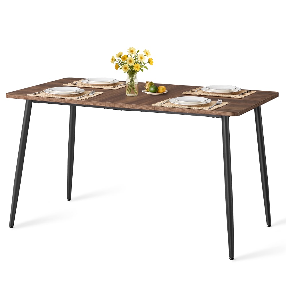 Table à manger minimaliste en panneaux 140 x 75 x 75.5 cm noyer Table à manger minimaliste en panneaux 140 x 75 x 75.5 cm noyer