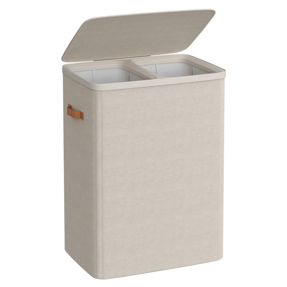 Panier à linge 170 l 2 compartiments 56 x 40 x 75 cm beige cappuccino — Beyit