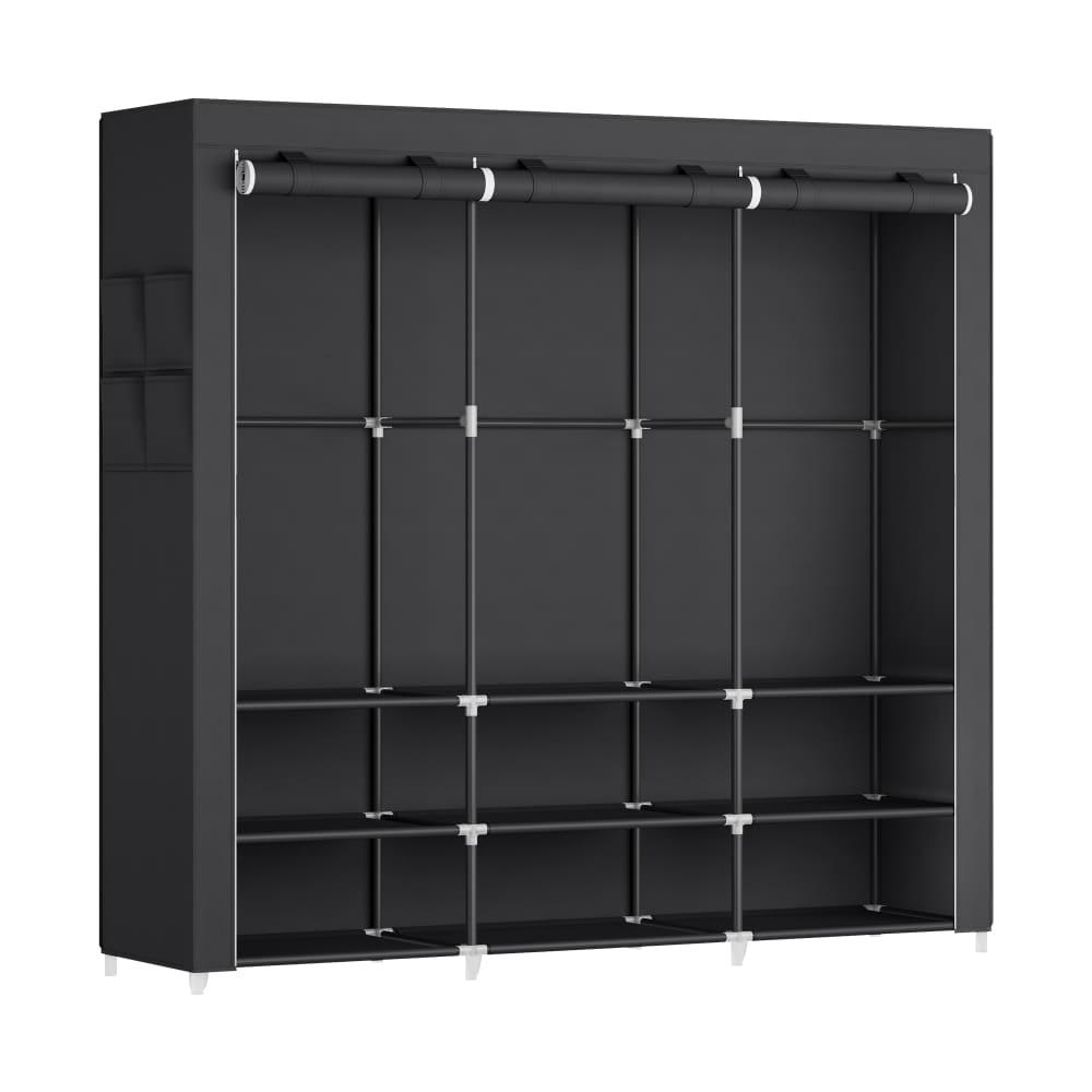Armoire chambre en tissu 45 x 188 x 176 cm cm 4 pochettes noir