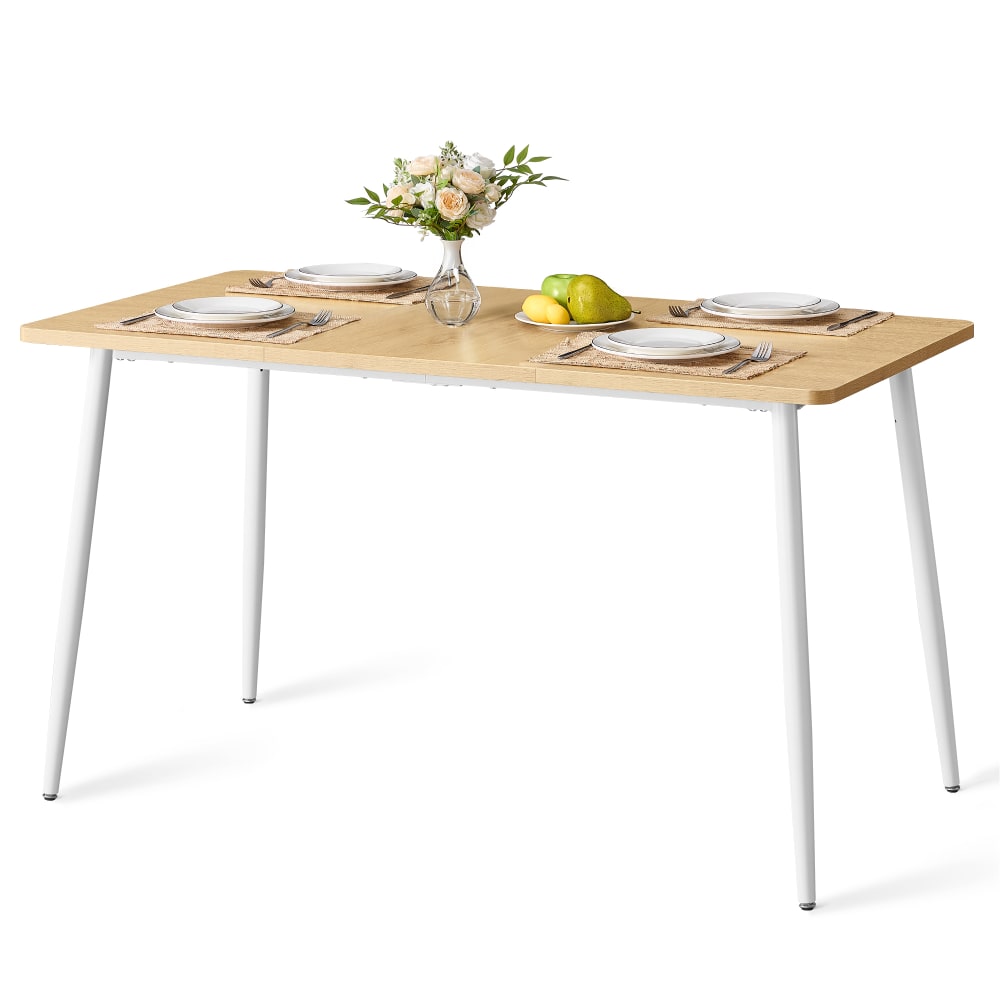 Table à manger minimaliste en panneaux 140 x 75 x 75.5 cm jaune Table à manger minimaliste en panneaux 140 x 75 x 75.5 cm jaune