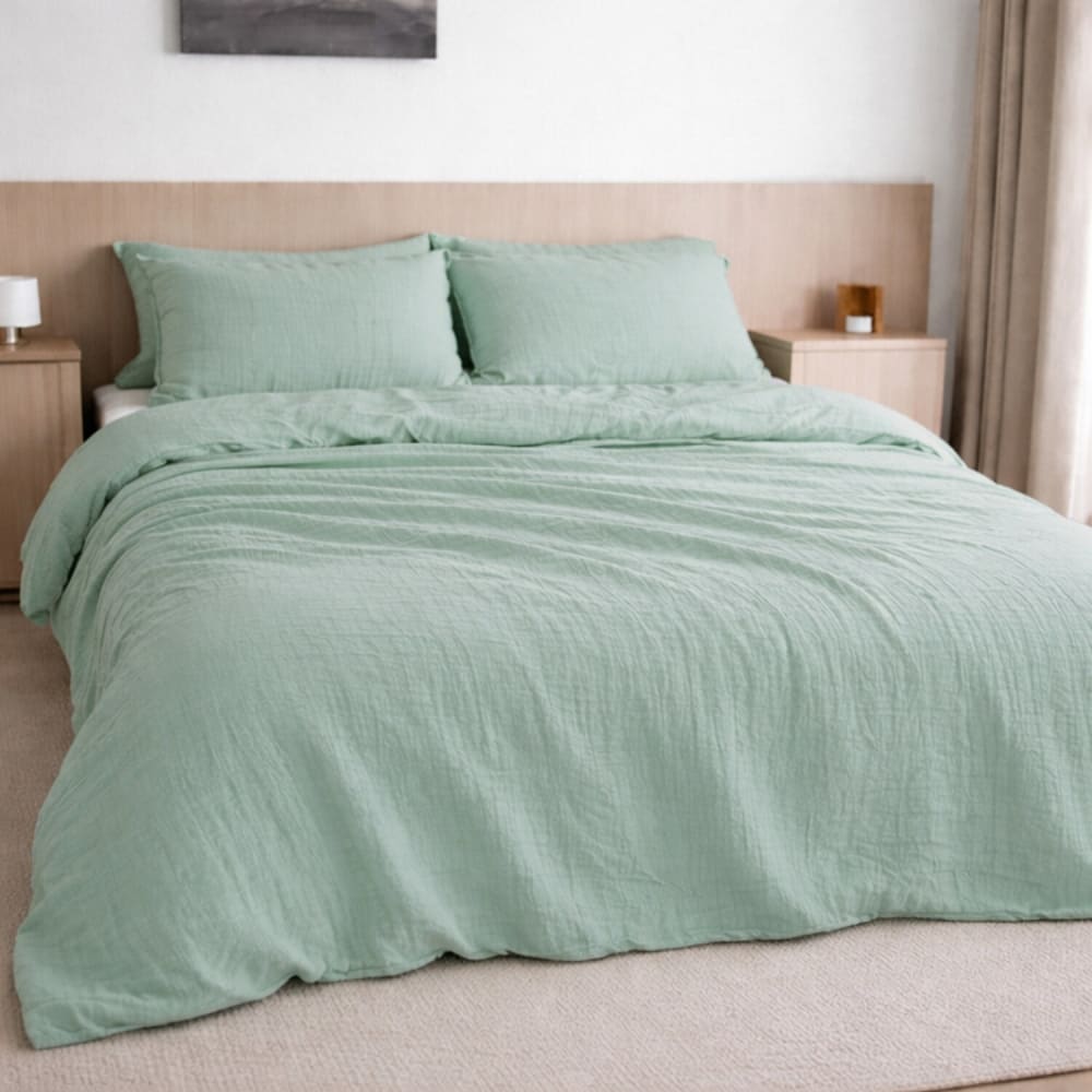 Drap housse gaze de coton vert givrée 140x190 cm — vue 4