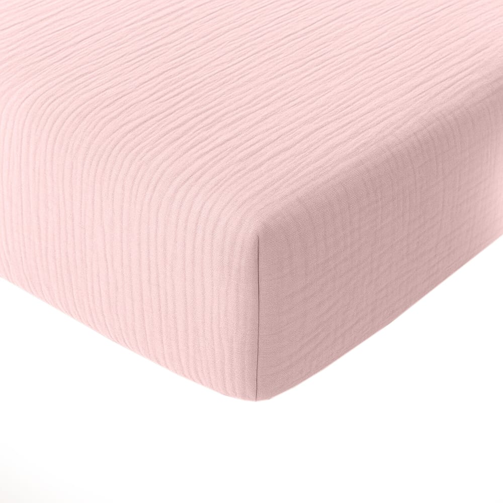 Drap housse gaze de coton rose lotus 140x190 cm