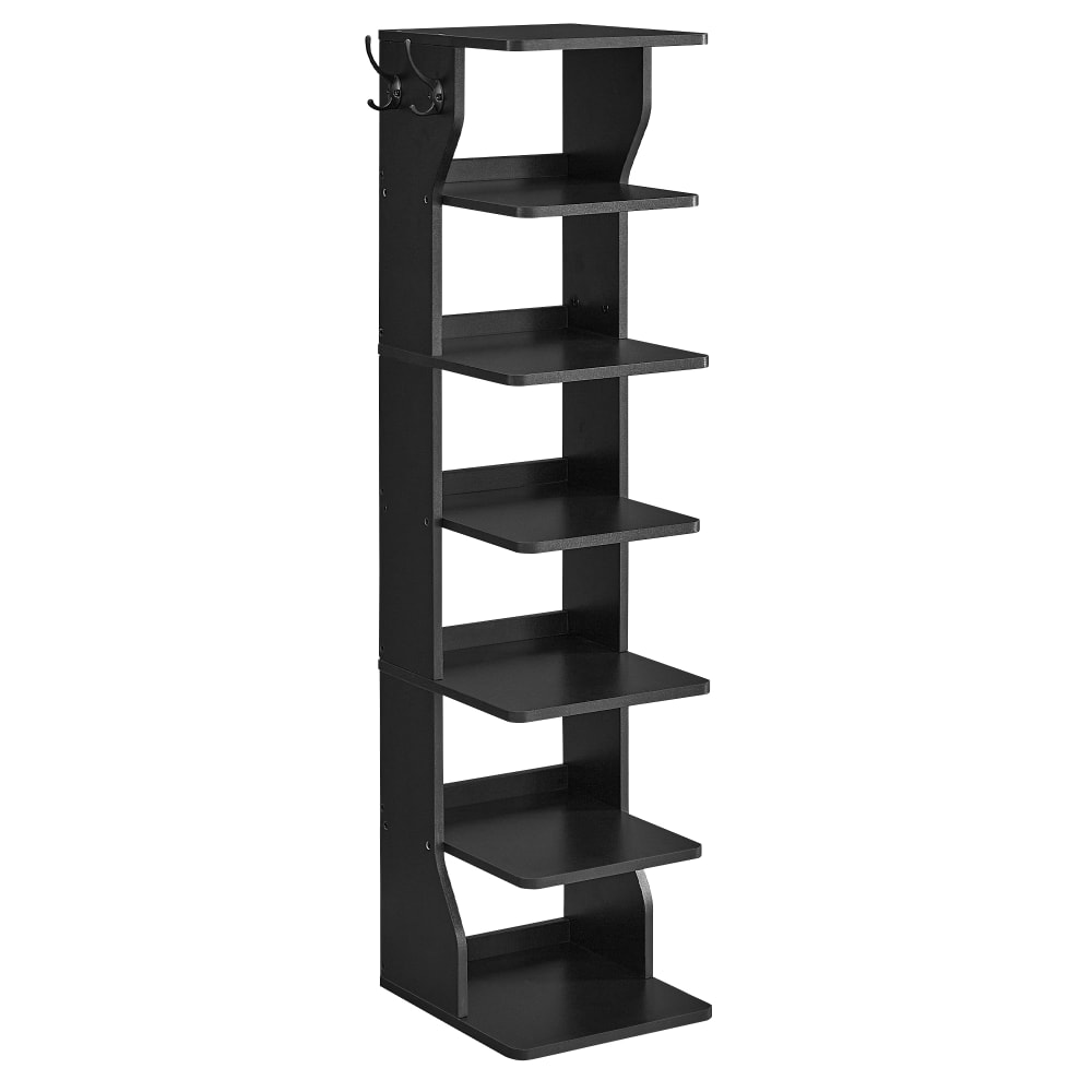 Étagère à chaussures fine meuble de rangement sur pieds 7 niveaux noir