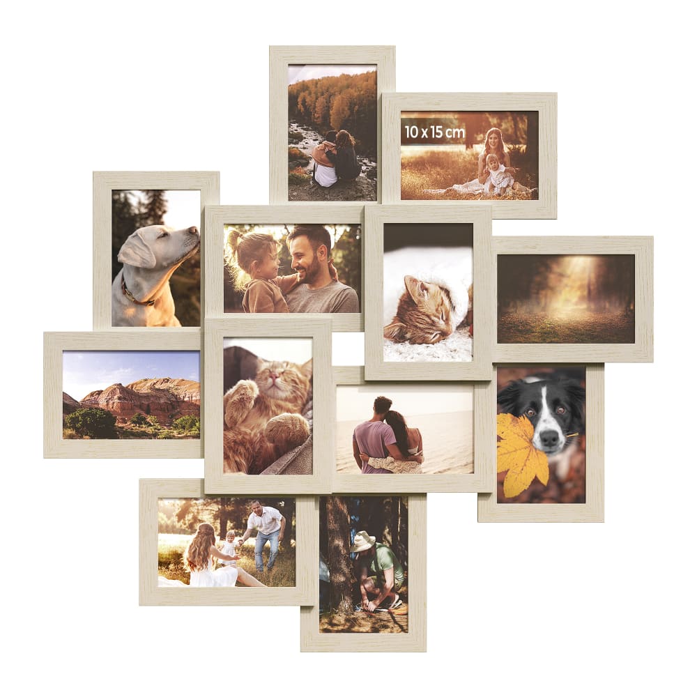 Cadres pêle-mêle 12 cadres pour photos 10x15 cm beige naturel