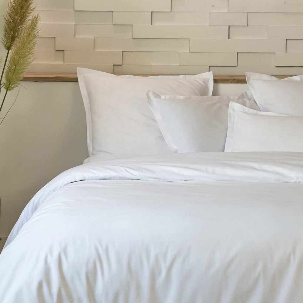 Parure housse de couette percale coton blanc 200x200 cm — vue 3