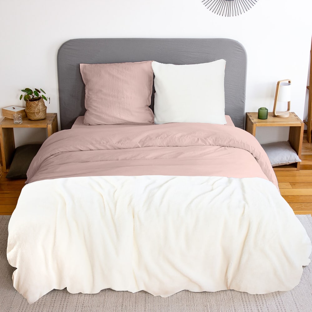 Parure housse de couette polyester rose 260x240 cm