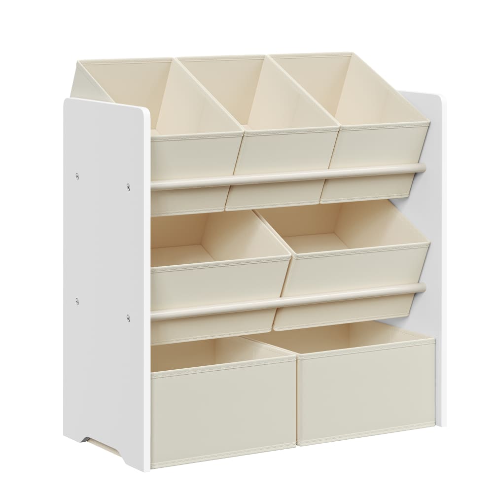 Étagère à jouets pour enfants avec 7 boîtes de rangement blanc