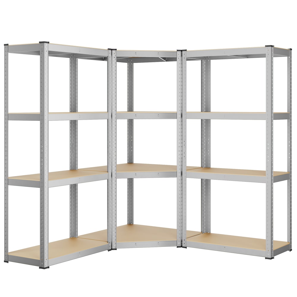 Ensemble d’étagères d’angle à 4 niveaux argent et beige naturel