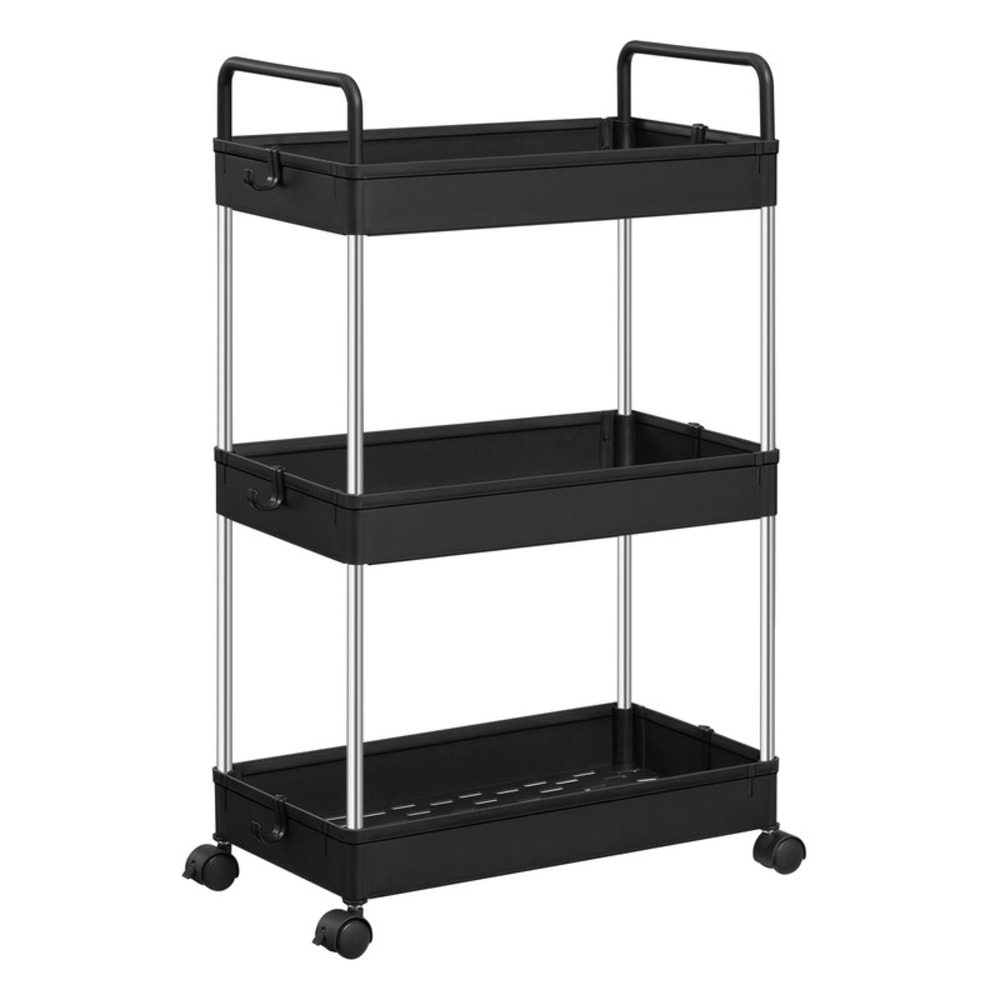Chariot de rangement 3 niveaux avec poignées 23,6 x 42 x 67,6 cm noir