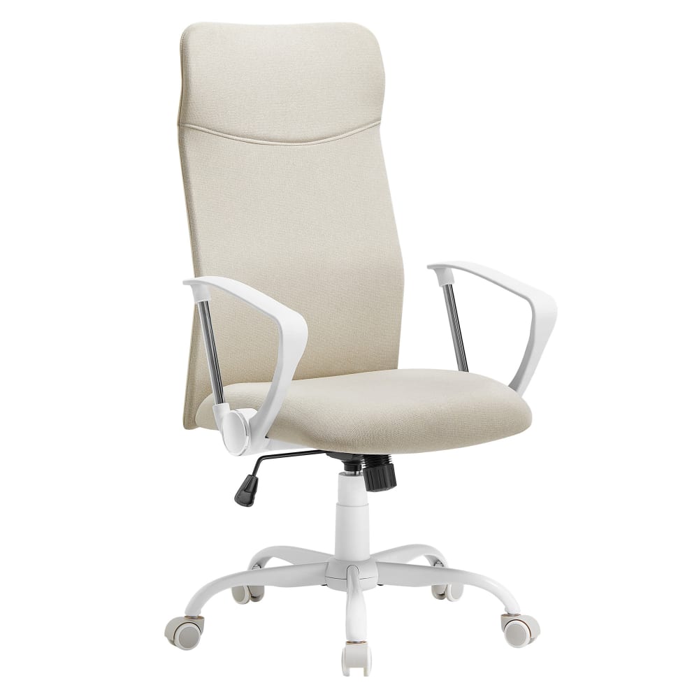 Fauteuil de bureau siège pivotant assise rembourrée inclinable beige