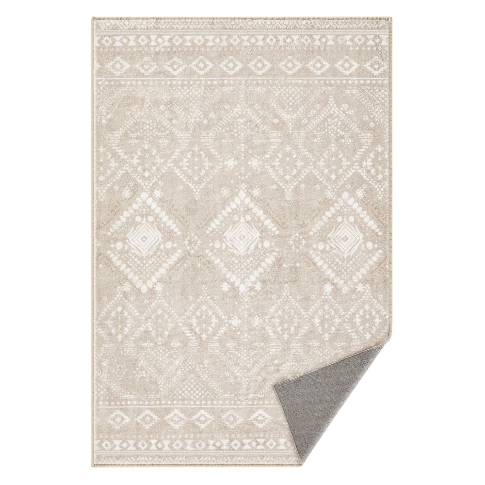 Tapis décoratif 61 x 92 cm antidérapant style bohème beige