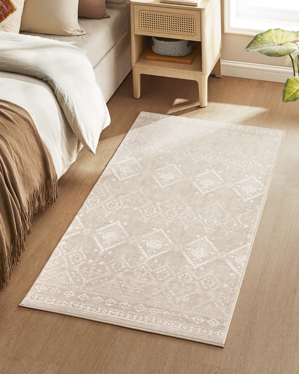 Tapis décoratif 80 x 150 cm antidérapant lavable en machine beige — vue 3