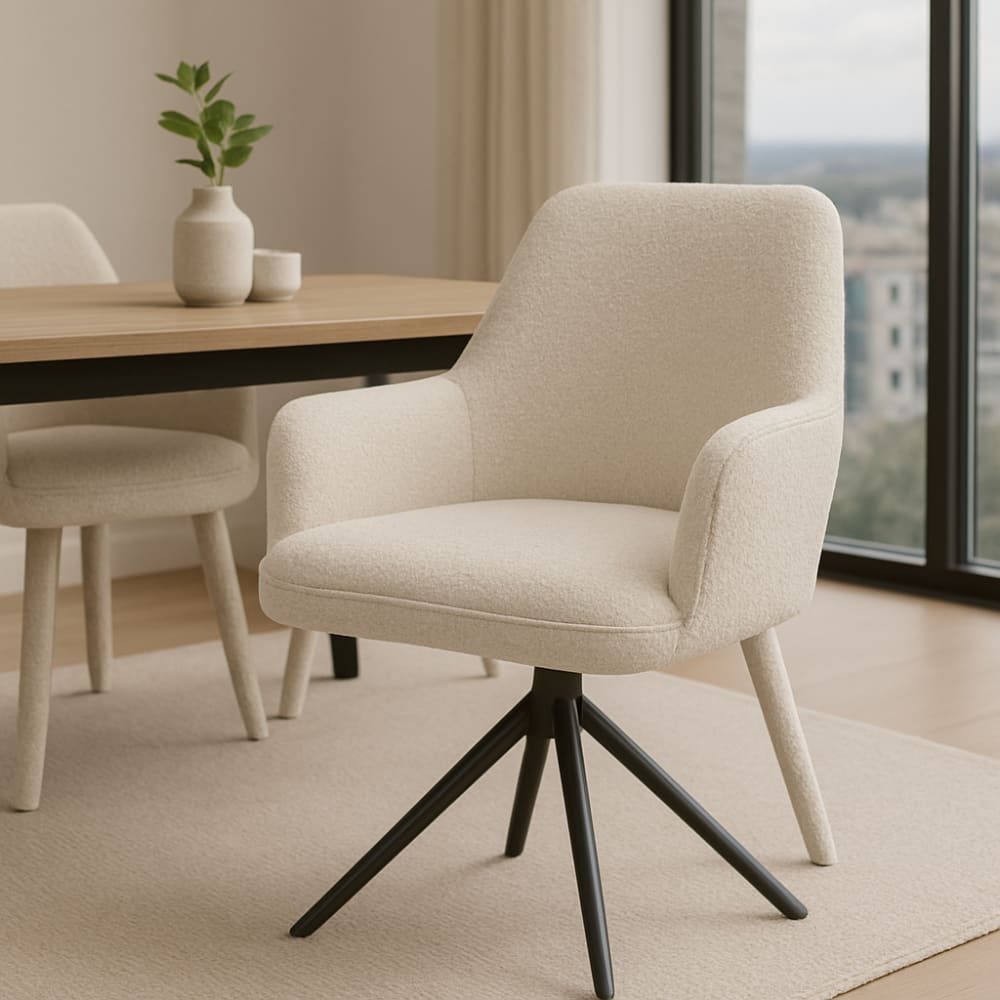 2er-Set Armlehnstühle Noah aus Bouclé, beige - Maisons Du Monde