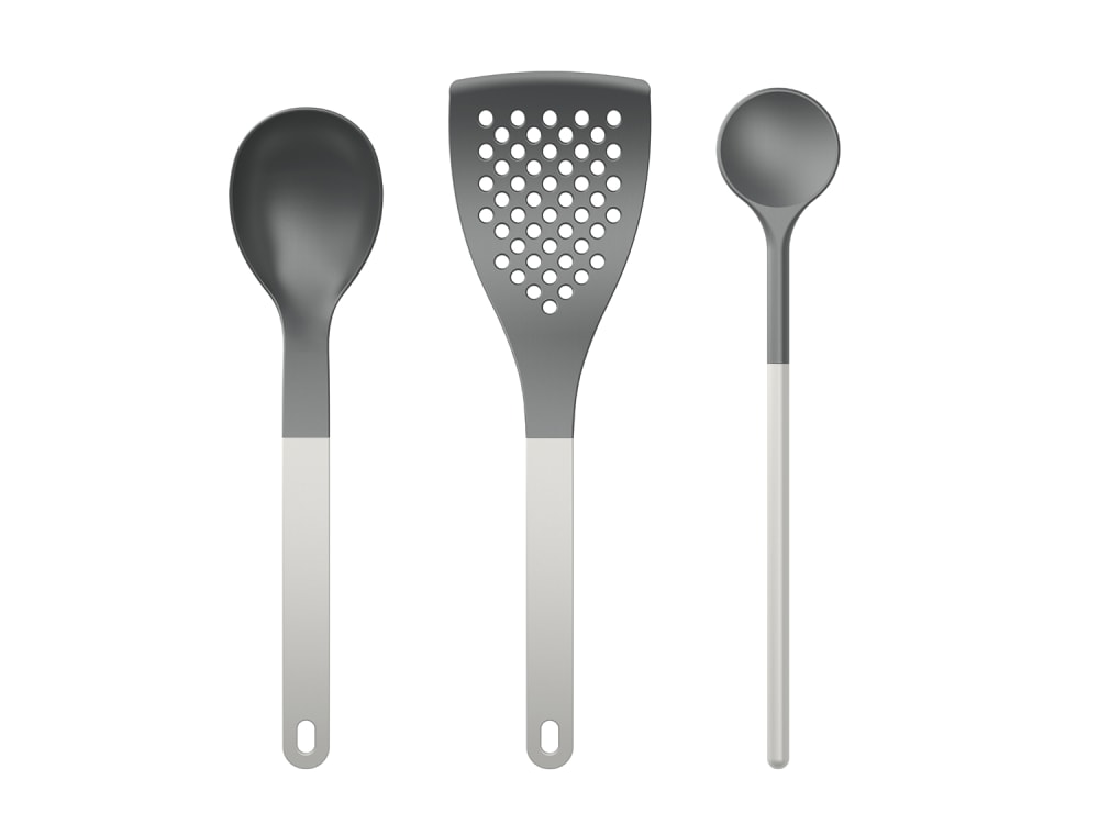 Lot de 3 ustensiles de cuisine en nylon blanc