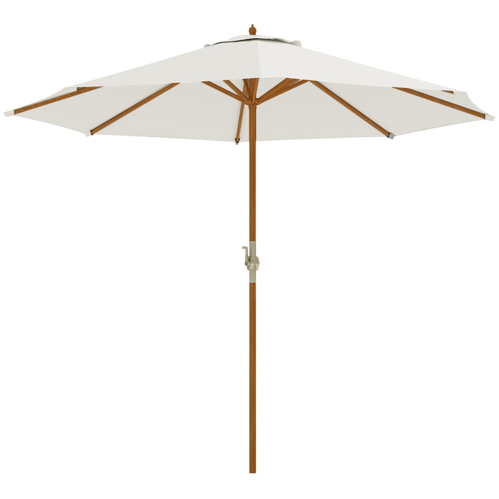 Parasol de jardin extérieur manivelle bois beige
