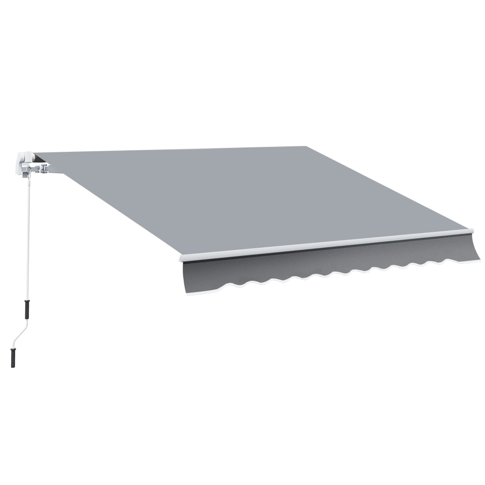 Banne manuel rétractable avec manivelle aluminium/polyester gris