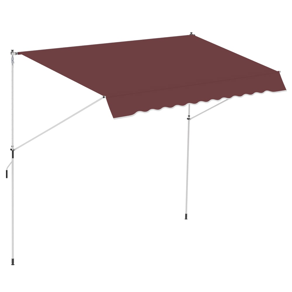 Auvent télescopique sans perçage métal alu polyester bordeaux