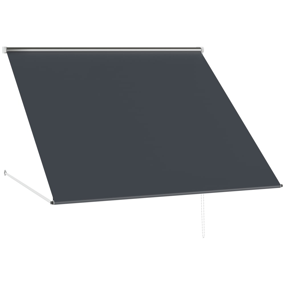 Banne manuel auvent rétractable réglable polyester gris foncé
