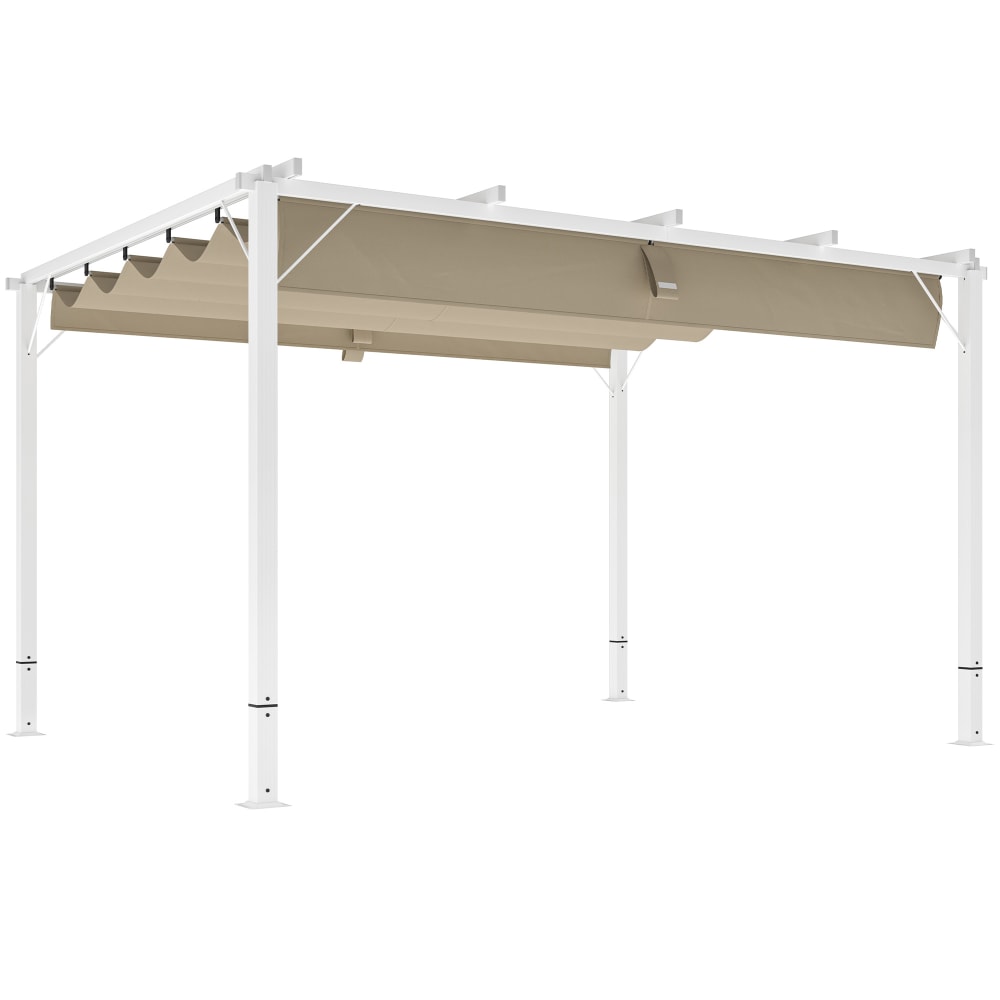 Pergola jardin extérieur coulissante rétractable aluminium blanc