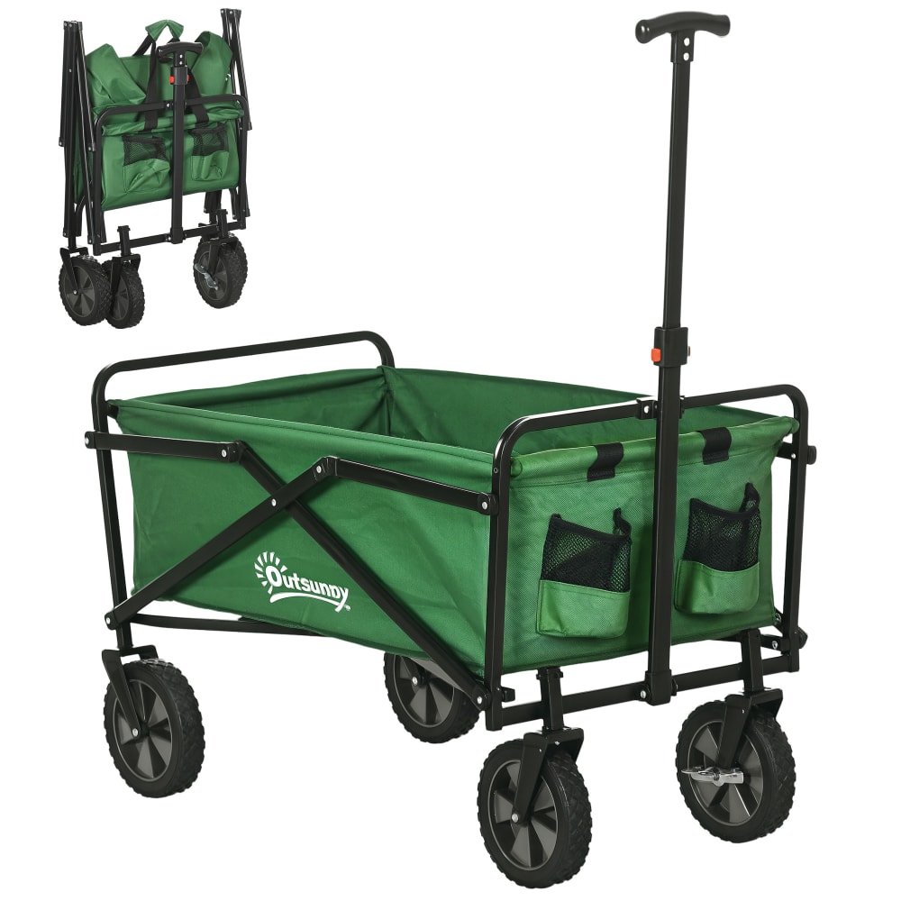 Chariot à roulettes pliable charge 40 kg cadre en métal vert foncé