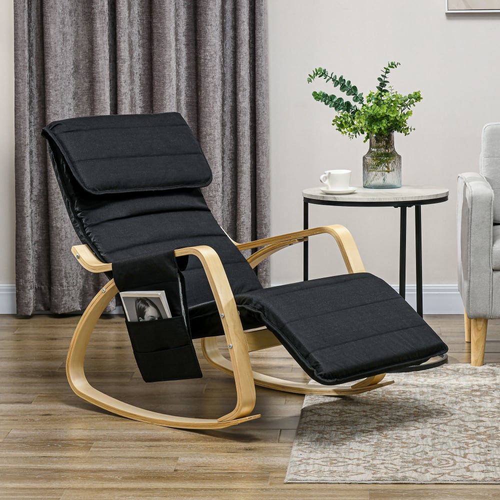 Fauteuil à bascule repose-pieds réglable noir