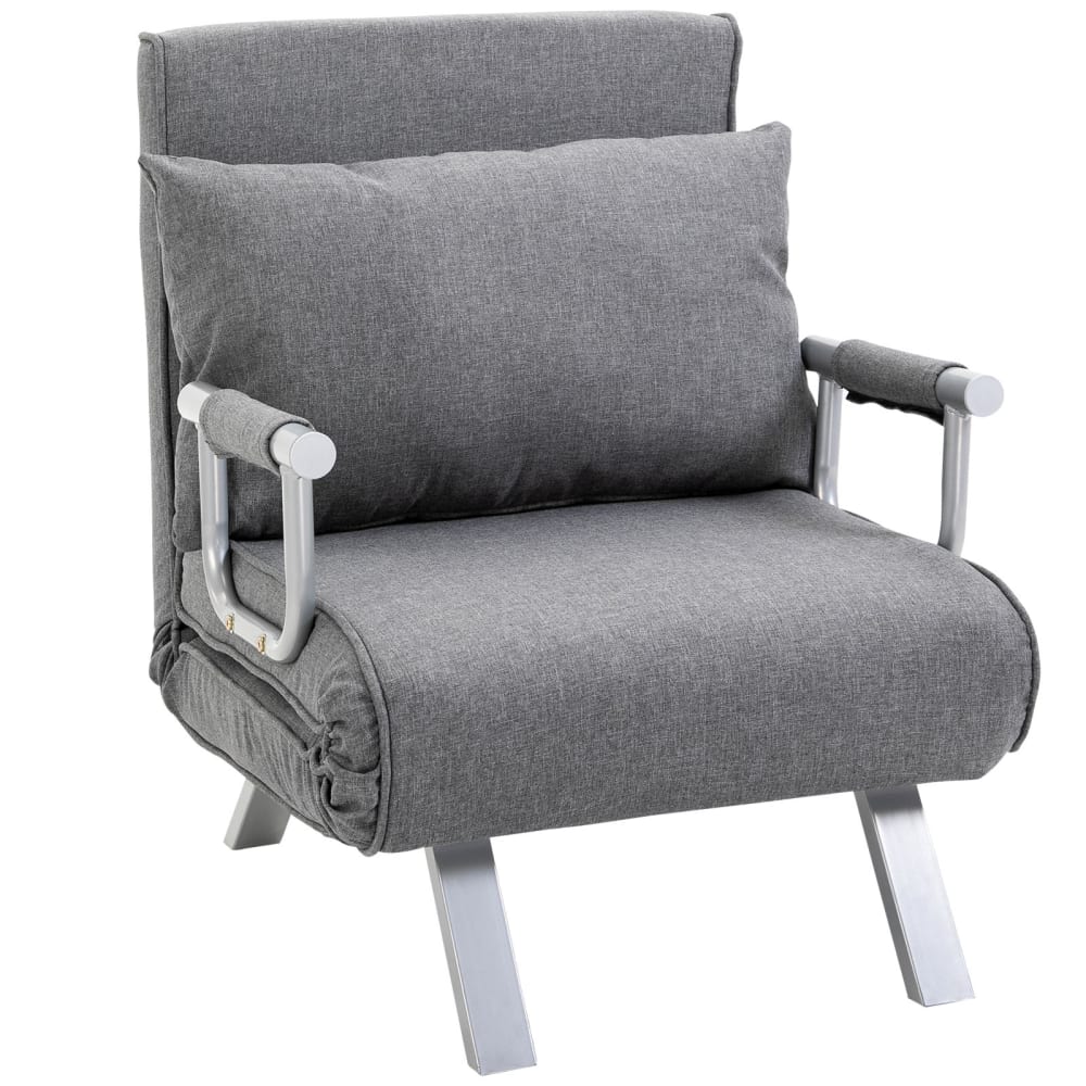 Fauteuil convertible déhoussable métal lin gris clair